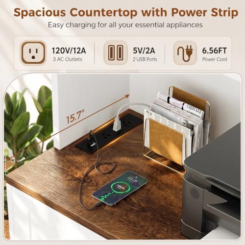 Homieasy Vertical File Cabinet Bookcase with Printer Stand & Outlet, 2 Pack - Image 5