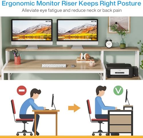 Tribesigns 63 Inch Computer Desk with File Drawer Cabinet, Home Office Desk - Image 5