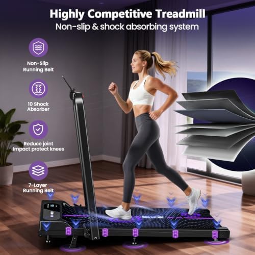 Walking Pad Treadmills for Home with 7.5MPH, Built-in Speaker, Upgrade 3.0HP Foldable Treadmills with 10% Incline, Compact Running Machine with APP, 350 LBS, LED Display, Remote Control - Image 4