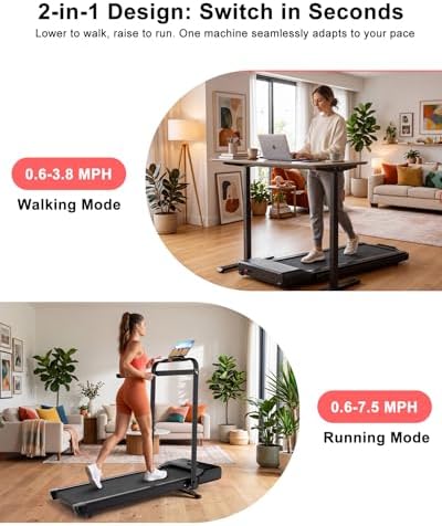 Walking Pad Treadmill with Handle,9% Manual Incline 3-in-1 Folding Treadmills for Home Small Space,3.0HP Quiet Under Desk Treadmill with Remote & APP Control,300LB Capacity LED Display - Image 3