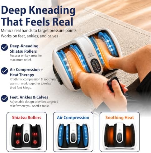 Cloud Massage Shiatsu Foot Massager with Heat, Standard Size, White - Image 2