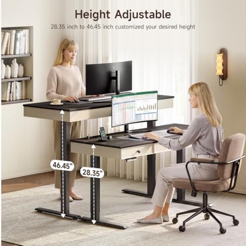 ONBRILL 55" Electric Standing Desk with 3 Drawers, Home Office Desk, Black - Image 4