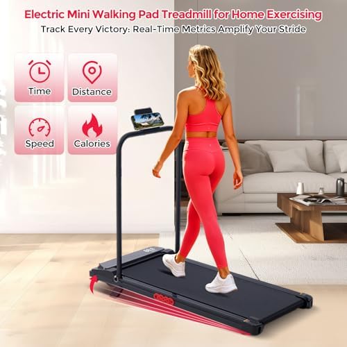 Small Treadmill for Home, Walking Pad Treadmill with Incline and Handle Bar, 3.0HP Electric Under Desk Treadmill for Small Space, 0.6-7.6MPH Portable Mini Exercise Treadmills, 350LBS Capacity - Image 5
