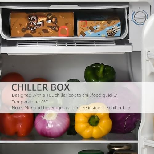 HOMCOM 3.2 Cu.Ft Mini Fridge with Freezer Single Reversible Door Silver - Image 4