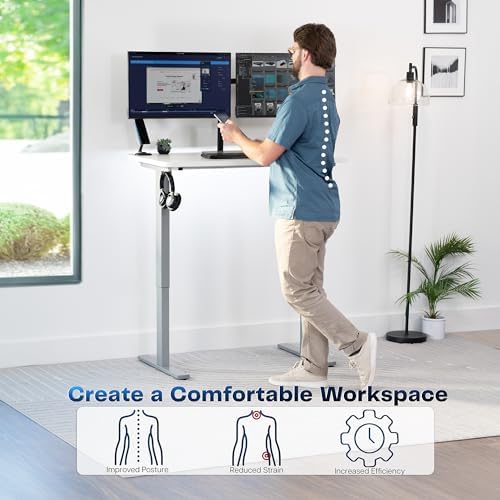 VIVO White 43 x 24 in Standing Desk, DESK-KIT-1G4W - Image 4