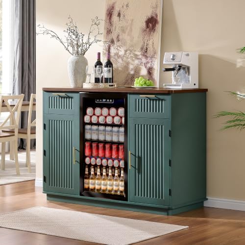 Okvnbjk Mini Fridge Cabinet with Storage & Power Outlet, Green by Okvnbjk