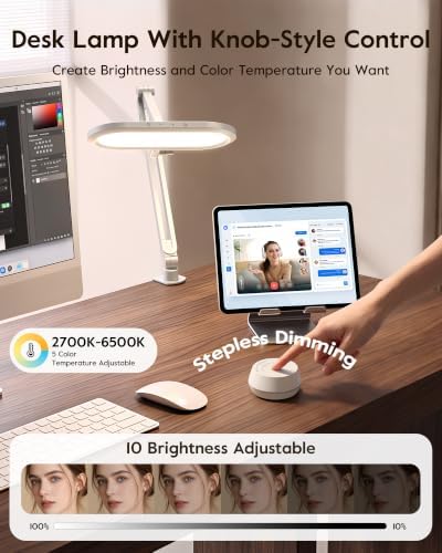 LitONES LED Desk Lamp with Clamp and Stepless Remote, Dual-Sided Soft Light - Image 3