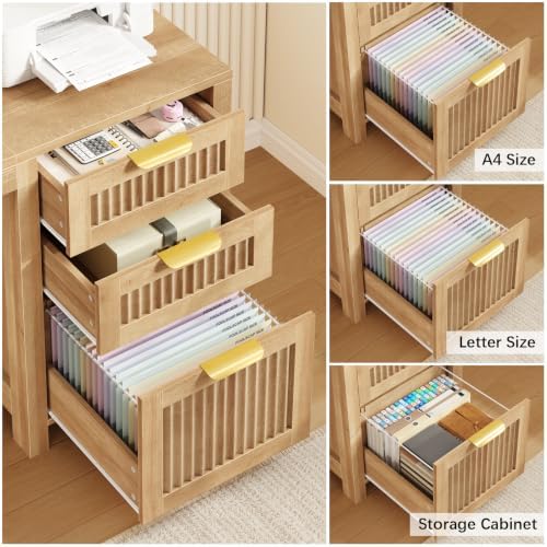 59" Fluted L Shaped Desk with Drawers & Storage Cabinet for Home Office - Image 6