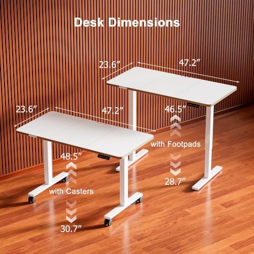 48 Inch Standing Desk with Wheels, USB-C Port, Cable Management - Image 3