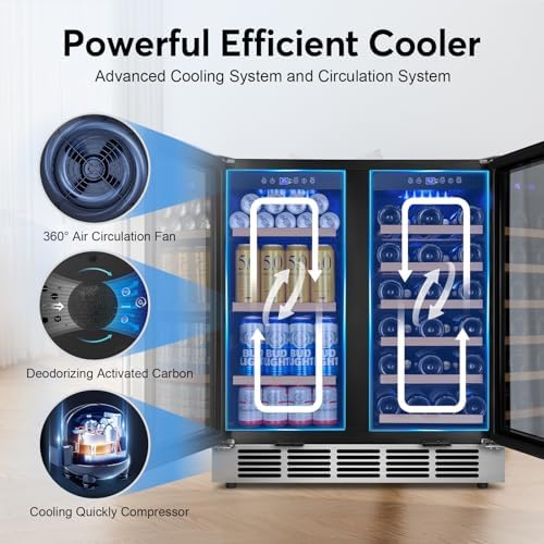 30" Dual Zone Wine and Beverage Refrigerator, Under Counter or Freestanding - Image 3