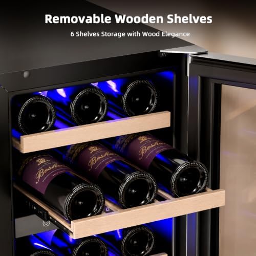 Antarctic Star Wine Fridge, 28 Bottles 15 Inch Wine Cooler Refrigerator Under Counter (41-68°F), Built-in Dual Zone Freestanding Wine Refrigerator with Stainless Steel Double-Layer Tempered Glass Door - Image 5
