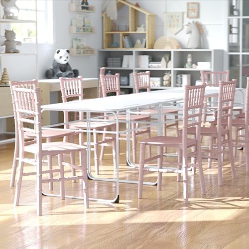 Flash Furniture Hercules Series Children's Resin Event Chairs, Commercial/Residential All Occasion Chairs for Kids, 330 lb. Static Weight Capacity, Set of 10, Pink - Image 2