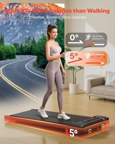 Walking Pad Treadmill, Anylife Walking Pad Treadmill with Incline, 2.5HP Compact Treadmills for Home, Low Noise Under Desk Walking Pads with Vibration Mode, LED Display, Remote Control - Image 2