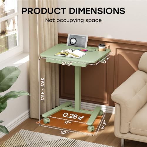 Small Mobile Standing Desk with Drawer, 23.6" x 19.7" Top - Image 2