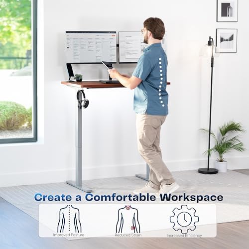 VIVO Dark Walnut 43 x 24 in Standing Desk, DESK-KIT-1G4D - Image 4