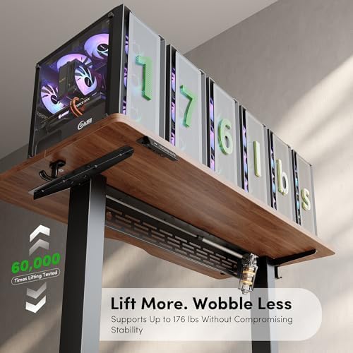 FEZIBO Electric Standing Desk with L-Shaped Crossbar & Cable Management System, 40 x 24 Inches Sit Stand up Desk, Adjustable Height Standing Desk for Home Office, Black Walnut - Image 7