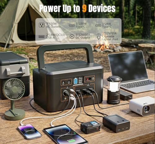 Portable Power Station 650W (1200W Peak), 576Wh Solar Generator - Image 4