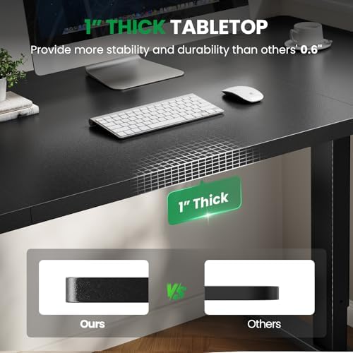 SIAGO Black 60x28 in Standing Desk, 1 Inch Thick Tabletop, Double Frame - Image 3