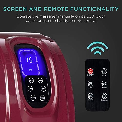 Best Choice Products Shiatsu Foot Massager for Pain Relief, Plantar Fasciitis, Neuropathy, Blood Circulation, Remote Control w/Compact Design - Burgundy - Image 2