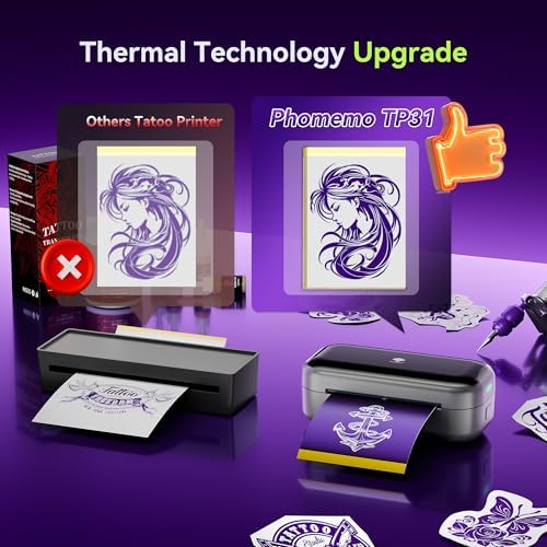 Phomemo TP31 Mini Tattoo Stencil Printer Kit with 120 Pcs Transfer Paper - Image 3