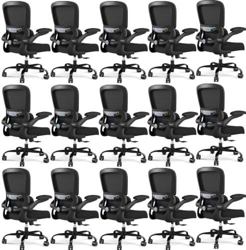 TRALT Office Chair - Ergonomic Desk Chair with Adjustable Lumbar Support, Mesh Computer Chair, Executive Chairs for Home Office Comfortable Lumbar Support Black Pack of 15 by TRALT