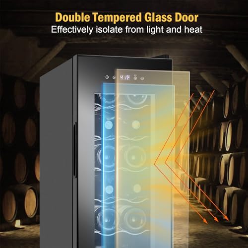 FoMup Wine Fridge 12 Bottles, Small Wine Cooler Refrigerator Freestanding with Digital Temperature Control Safety Lock, Frost Free for Red White Wine, Champagne - Image 6