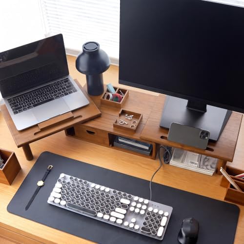 Dual Monitor Stand Riser with Drawer for Desk Laptop - Image 4