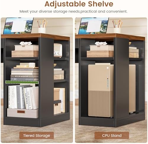SEDETA 65"x59" L Shaped Desk with Lockable Drawers Storage for Home Office - Image 5