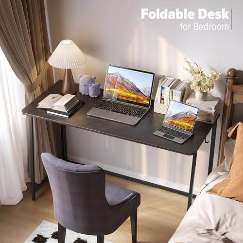 WOHOMO Folding Desk, 47.2" Foldable Computer Table for Small Spaces, Black - Image 5