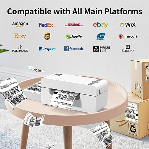 JADENS Bluetooth Thermal Label Printer, 4x6 Wireless Label Printer for Shipping Packages, Support Android, iOS, Mac OS, and Windows, Widely Used for Amazon, Ebay, Shopify, Etsy, USPS - Image 3