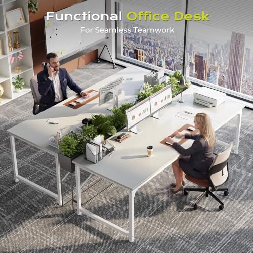 PRAISUN 70 Inch Computer Desk, Office Desk, Spacious Desktop, White - Image 7