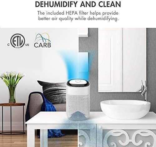 Tenergy Sorbi 1000ml Air Dehumidifier w/Purifying Function, True HEPA Filter, Auto Shutoff, Touch Control Adjustable Air Speed, Ultra-Quiet, Ideal for Closets & Bathrooms - Image 3