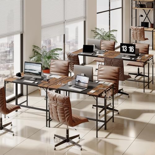 HOOBRO Computer Desk, 39.3 Inch Small Desk with Power Outlet, Writing Table with USB Charging Ports and 3 Hooks for Home Office, Study Room, Bedroom, Easy to Assemble, Rustic Brown and Black BF41UDN01 - Image 2