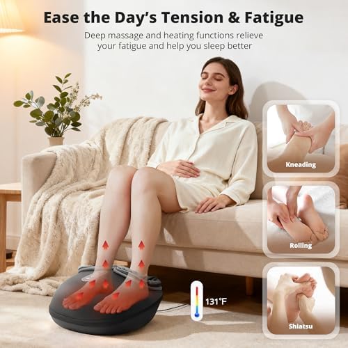 Medcursor Foot Massager with Heat - Shiatsu Feet Massage Machine Delivers Relief for Tired Muscles & Plantar, Deep Kneading Therapy, Multi-Level Settings for Home, Office Use, Size up to 13" - Image 4