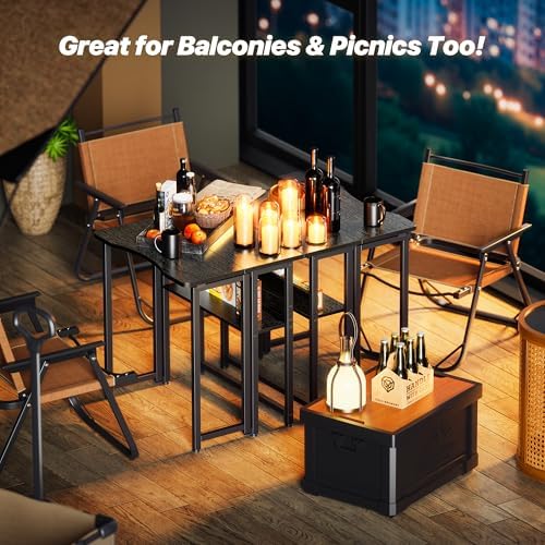 Huuger Folding Desk with Storage Shelf, 23.6 Inch Foldable Computer Table - Image 7