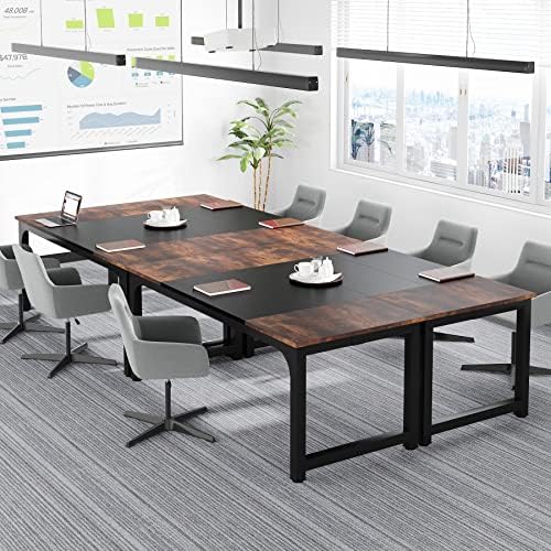 Tribesigns 70.8”Executive Desk, Large Office Computer Desk with Thicken Frame, Modern Simple Workstation Business Furniture for Home Office, Rustic Brown/Black - Image 5