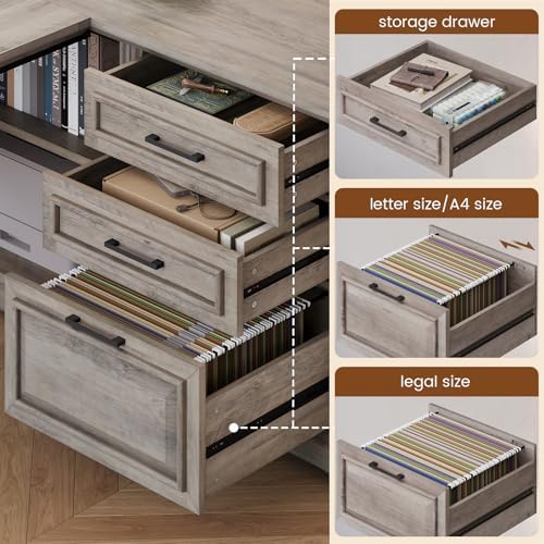 SEDETA Farmhouse 61" Executive Office Desk with Drawers for Home Office - Image 4