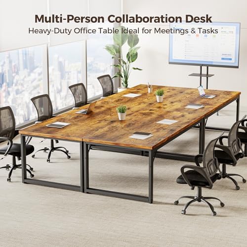 Mericonia 54 Inch Computer Desk, 1" Thick Large Office Table, Brown - Image 7