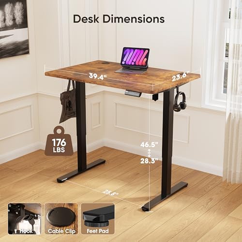 Monomi 39.4" Electric Standing Desk, Height Adjustable sit Stand up,Brown - Image 2