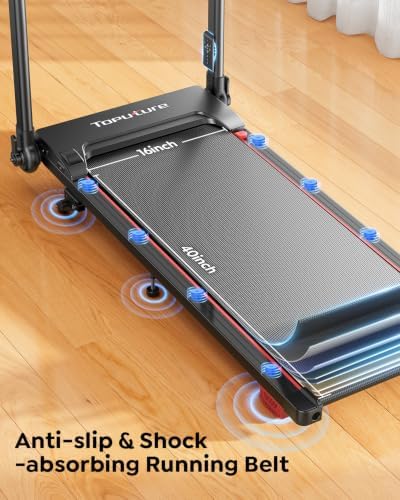 TOPUTURE Walking Pad Treadmill with Adjustable Handle Bar & Incline, Foldable Treadmills for Home Office, Portable Walking Pad with Desk, LED Display, App & Remote Control - Image 6
