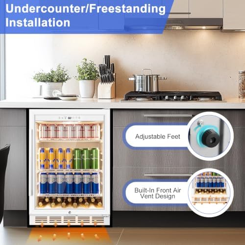 FoMup 24" Undercounter Beverage Refrigerator with Glass Door, 200-Can - Image 2
