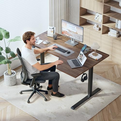 Klicelor L Shaped Standing Desk 63 x 35.4 Inch, Electric Height Adjustable Corner Desk for Home Office Workstation, Ergonomic Sit Stand Computer Table with Memory Controller, Dark Walnut - Image 2