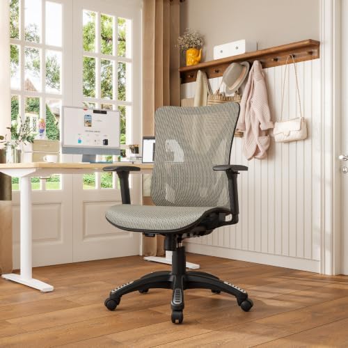 Ergonomic Office Chair, Mesh Computer Desk Chairs with BIFMA X5.1 Certified, Adjustable Lumbar Support, 3D Arm, Tilt Back, Wide Seat, Comfy Swivel Work Task Chair for Company and Home (Apricot Mist) - Image 2