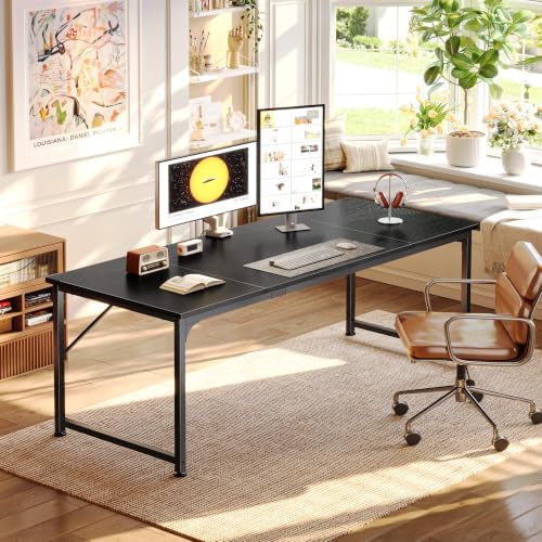 PRAISUN 70 Inch Computer Desk, Office Desk, Spacious Desktop, Black - Image 2