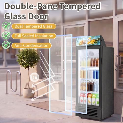 Erivess 6 Cu.Ft Commercial Refrigerators with Double-Tempered Glass Door - Image 3