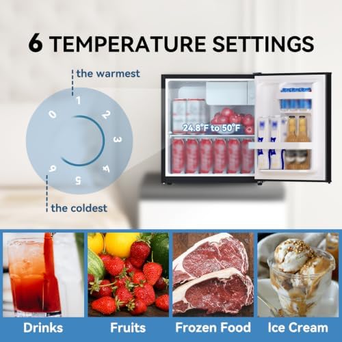 1.7 Cu.Ft Mini Fridge with Freezer, Mini Fridge for Bedroom, Small Refrigerator, Dorm Refrigerators with Freezer, Compact Refrigerator for Office, Apartment, Dorm, Bedroom (Black) - Image 5