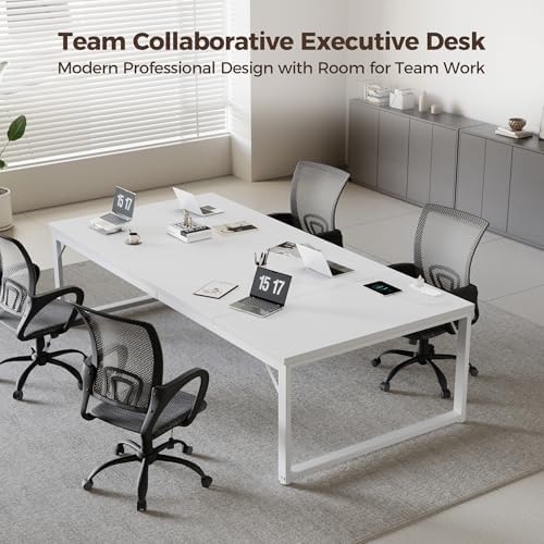 Mericonia 63 Inch Computer Desk with Power Outlets, 1.2" Thick Office Table - Image 3