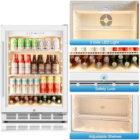 Velivi 24''Beverage Refrigerator Undercounter Fridge with Glass Door - Image 5
