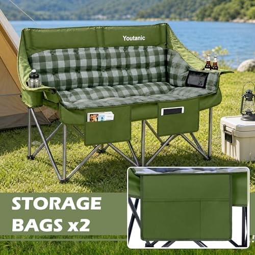 Youtanic 60" Extra Double Camping Chair for Adults, 700lbs Padded Loveseat - Image 6