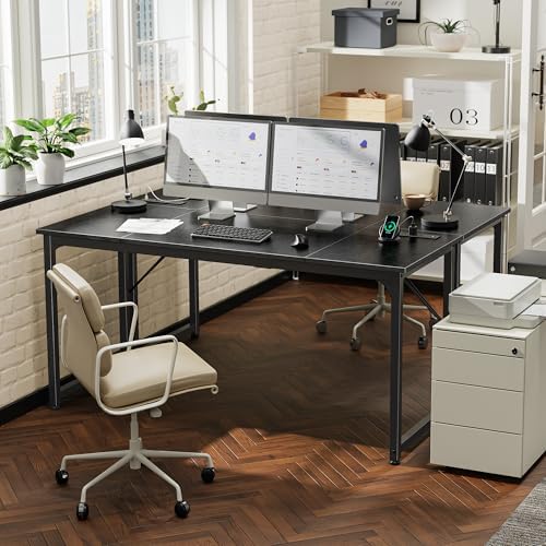 PRAISUN 63 X 24 Inch Computer Desk, Power Outlets, USB-C, Black - Image 2
